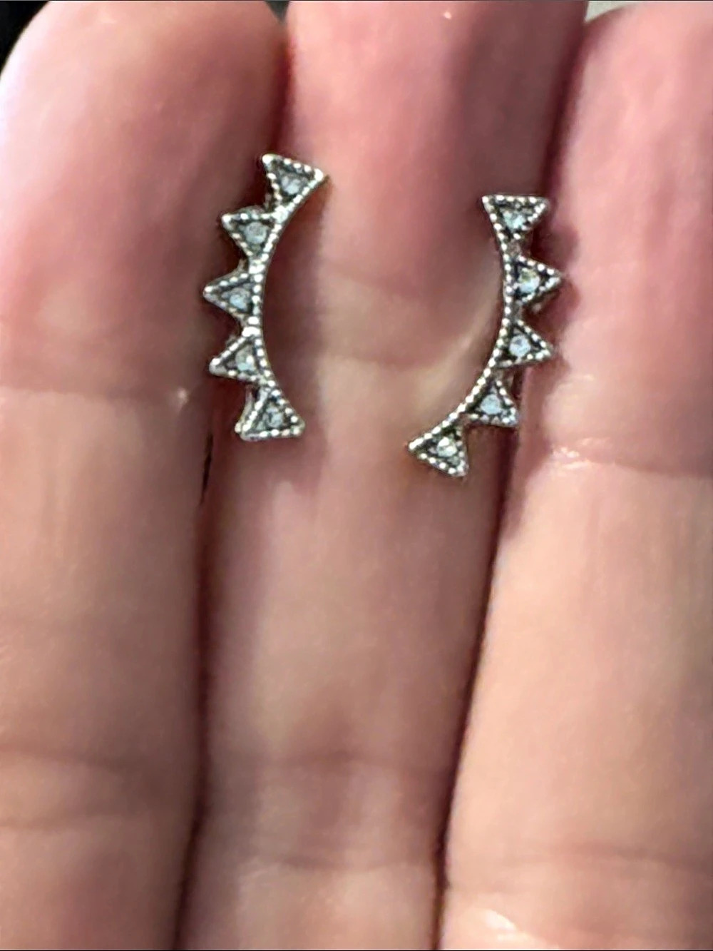 Silver Tone Crystal Stud Earrings Like New